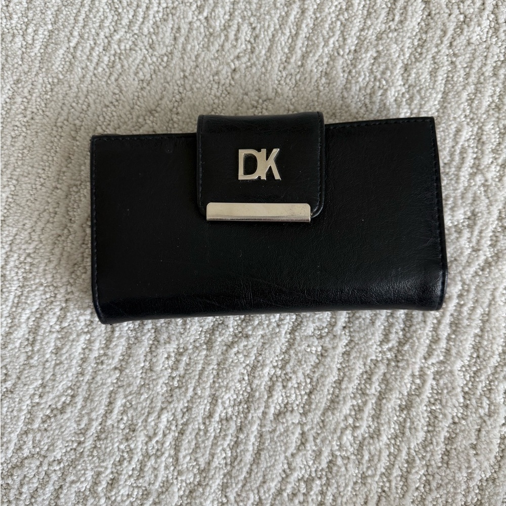 Large faux leather DK checkbook travel wallet